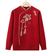 纤绒中老年女装妈妈装秋冬打底针织衫时尚提花保暖毛衣厂速卖通