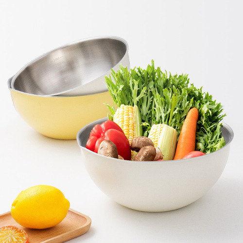 Household cooking basin with graduated guide nozzle 304 thickened stainless steel salad basin kitchen baking and noodle mixing bowl