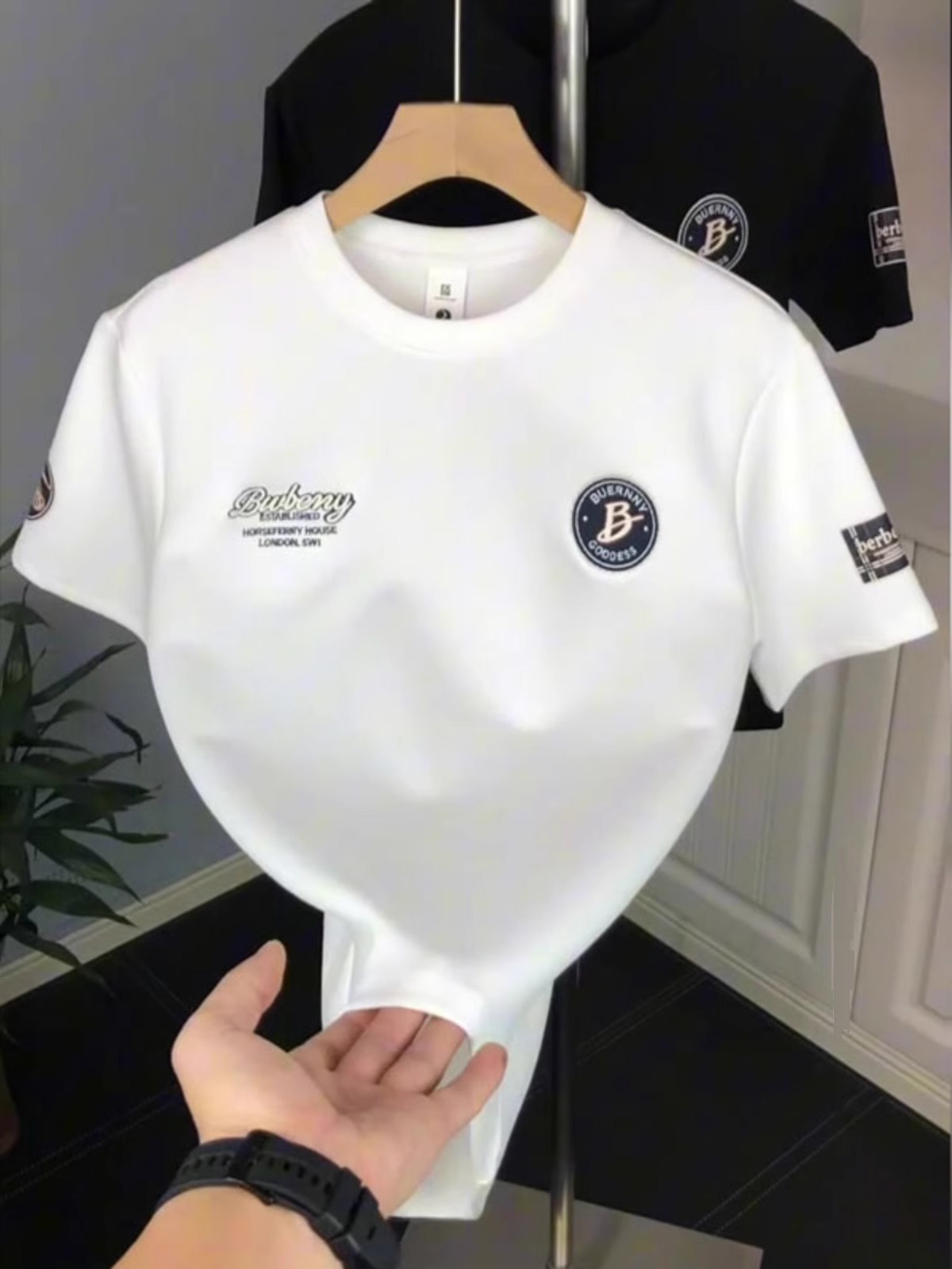 Herren T-shirt Mit Rundhalsausschnitt Und Label Print Premium_voghion.com