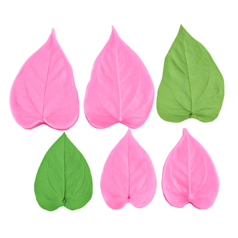 Simulación de molde de fondant con textura de pétalo de anthurium, molde de presión de hoja, molde de silicona de fondant de flores de cuatro pétalos, herramienta para hornear