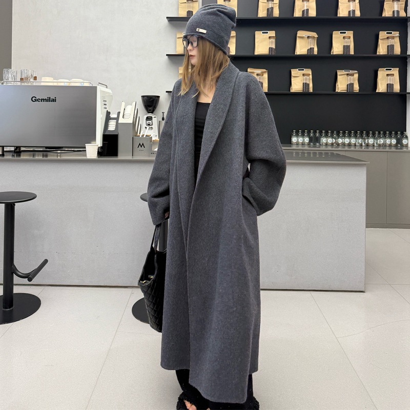 Tall and Loose, Lazy Cocoon-Shaped Extended Style, Normcore Design Cape, One-Piece Collar, Double-Sided Cashmere Fashion Coat