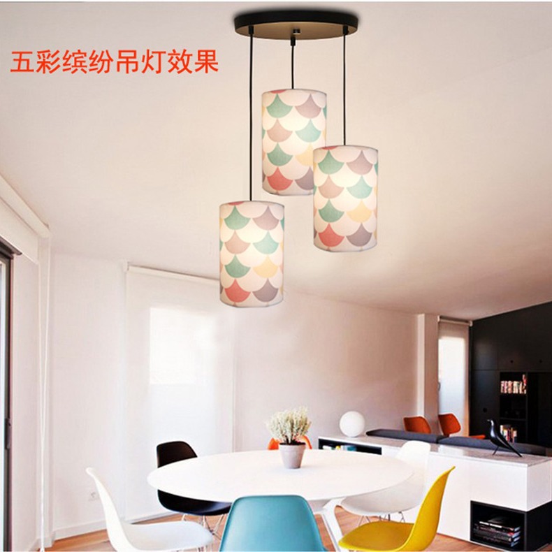 Moderno simple lámpara de araña pantalla de la vivienda de tela recta lámpara de mesa comedor dormitorio lámpara de impresión pantalla