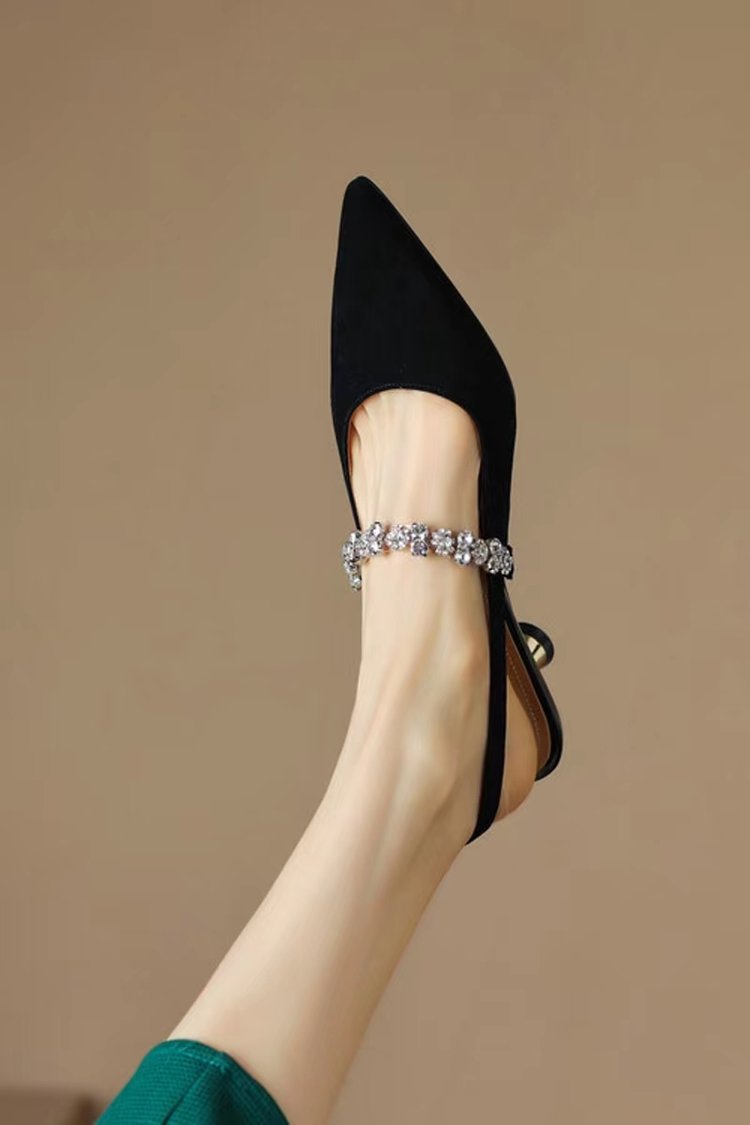 Eleganti sandali donna con strass punta affusolata in pelle_voghion.com