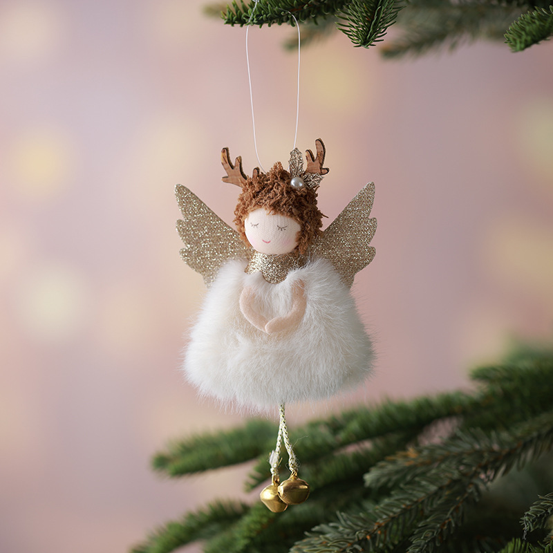 Buscando nuevos productos de madera en stock transfronterizo árbol de Navidad colgante niña muñeca decoración muñeca ángel peluche de Navidad