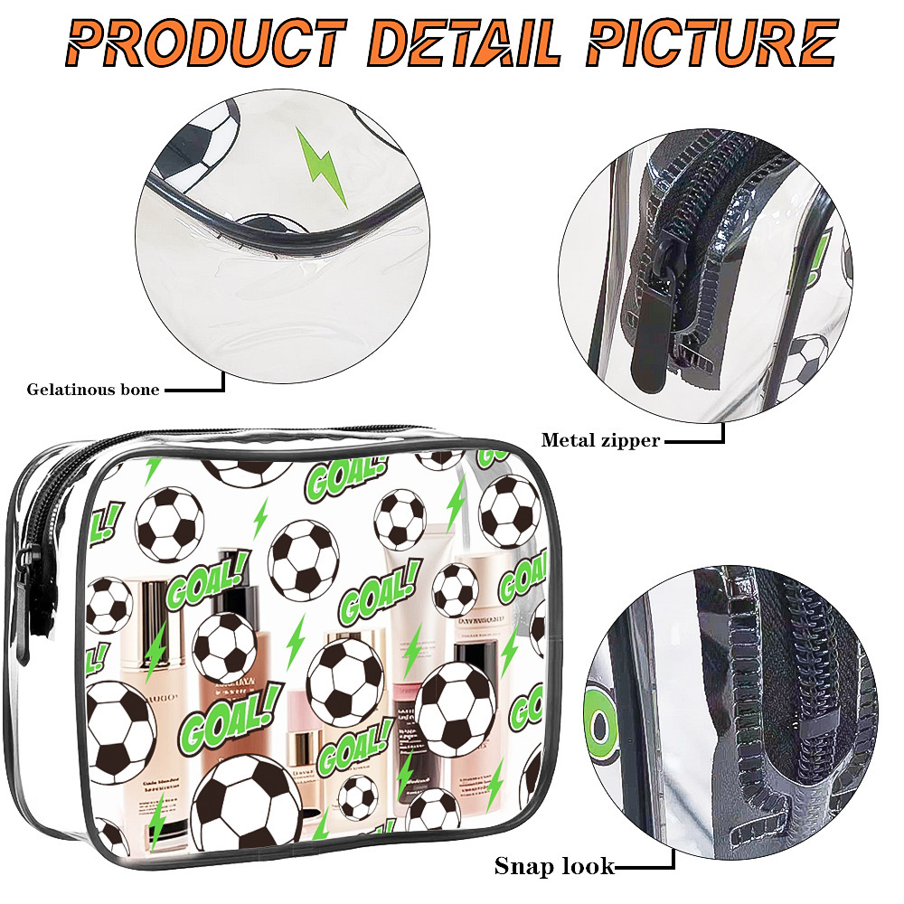 Amazon venta caliente deporte impresión de viento transparente PVC bolsa de maquillaje impermeable viaje bolsa de almacenamiento de lavado