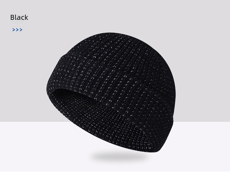 Chapéu de malha de seda refletivo noturno, esportes ao ar livre de inverno, chapéu refletivo, chapéu de corrida, chapéu de aviso de personalidade, chapéu de melão_voghion.com