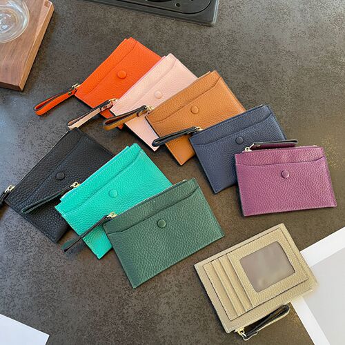 Genuine leather coin purse card holder all-in-one bag women's thin zipper large capacity first layer cowhide card holder small wallet wholesale