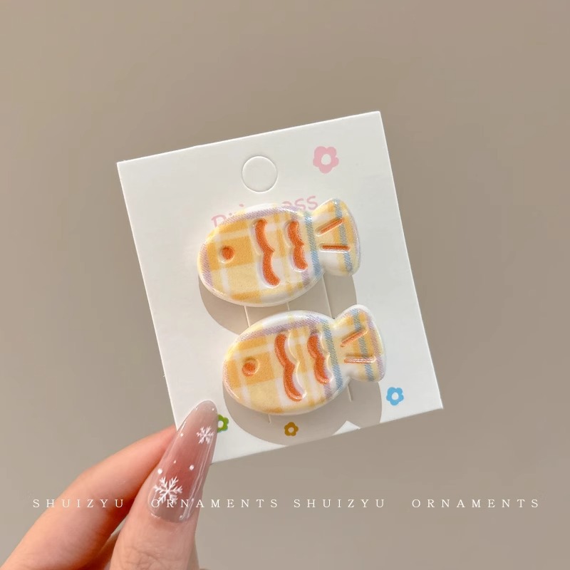 Pequeño pez de color clip para el cabello de la mujer adorable clip para el cabello de pestaña lateral dulce multifacé frente rotura clip para el cabello de boca de pato