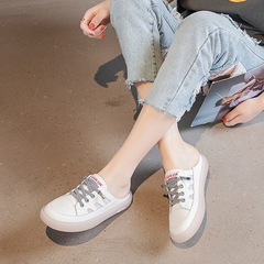果凍底小白鞋子女2024春秋真皮韓版百搭平底女鞋低幫淺口春季拖鞋