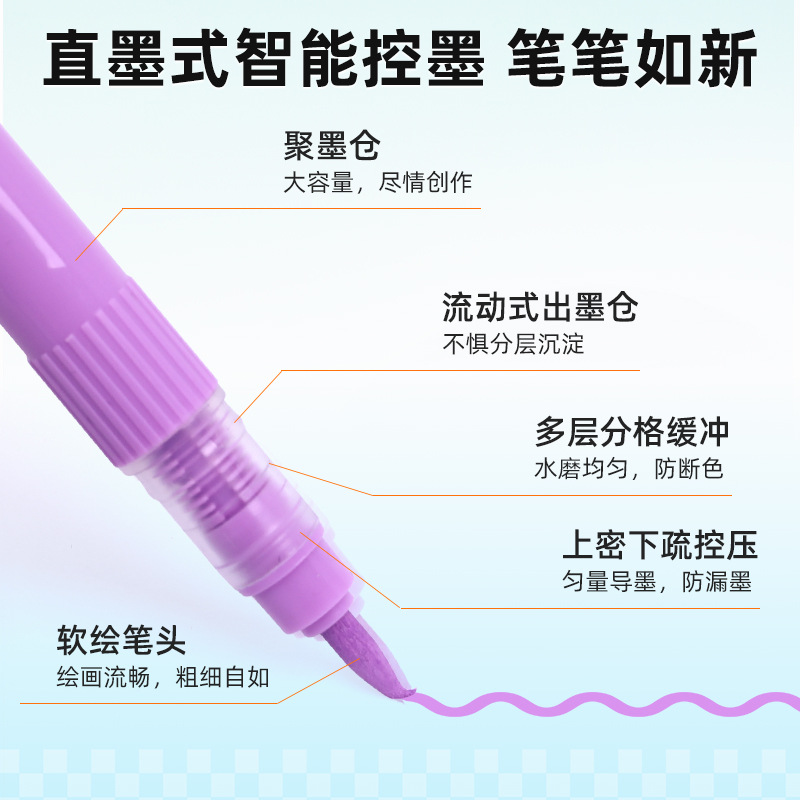 Pen de marcador de acrílico transfronterizo especial para estudiantes de arte impermeable color plegable color tipo tinta recta conjunto de marcador personalizado