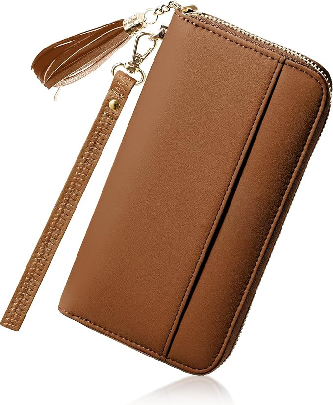 Suphiar personalizado Amazon Hot Lady Wallet bolso de mano doble plegable de color sólido pulsera larga billetera de viaje