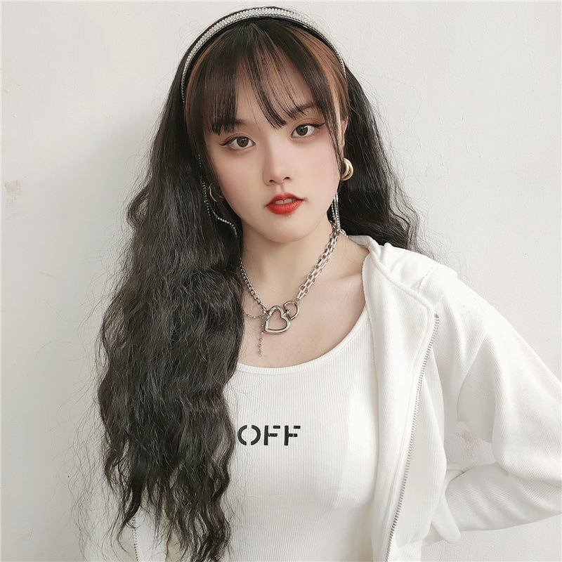 假发女发箍网红同款流苏钻玉米烫可拆卸式化纤半头套厂家一件代发