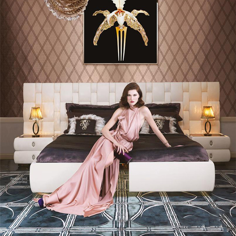 Dormer Double Bed Visionnaire Italian Light Luxury Postmodern Leather Bed Wedding Bed Large House High-end