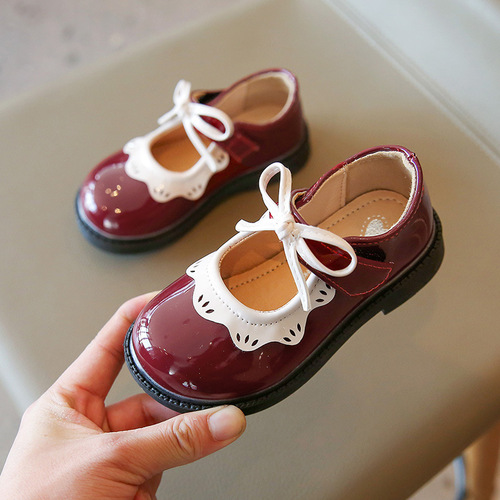 Girls' small leather shoes 2024 spring and autumn new style medium and large children's Korean style bow princess shoes children's single shoes performance shoes