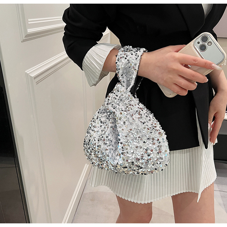 112g Weight Polyester Lining Material Sequins Fashion Element Open Closure Type Top Handle Strap Type Handbag, Evening Bag Bags Type Holiday, Party Occasion Sequin Material Solid Color Pattern All Seasons Season Women's Gender Vintage Style, Classic Style Style Square Shape Small Size Women's Small Sequin Solid Color Vintage Style Classic Style Sequins Open Evening Bag 2