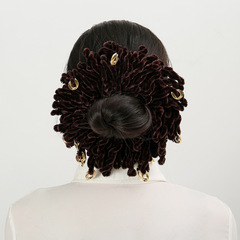 新款磨砂亞克力掛件毛線頭花發圈 民族純色橡皮筋增發發束批發