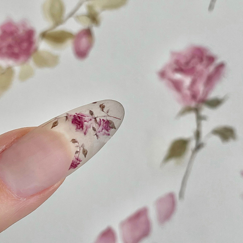 INS papel adhesivo de uñas en línea popular Versalles Rosa pequeño patrón Hada suave 3D parche impermeable con adhesivo