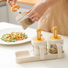 Household Adjustable Spout Condiment Bottle with Spoon for Salt and MSG, Set of Condiment Storage Jars and Kitchen Spice Organizers