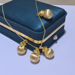 18K Gold Dot Diamond Brushed Fortune Bag Pendant Moissanite Gold Fortune Money Bag Pendant Gold Necklace Clavicle Chain