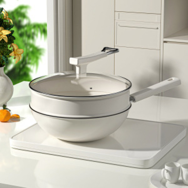 Alemania tiene titanio sin recubrimiento cerámico no pegajoso titanio cocina de horno electromagnético de gas no pegajoso