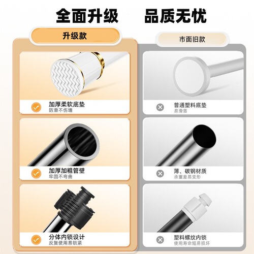 Hot-selling no-punch cool clothes telescopic rod installation curtain rod no-nail shower curtain rod retractable bathroom clothes drying rod