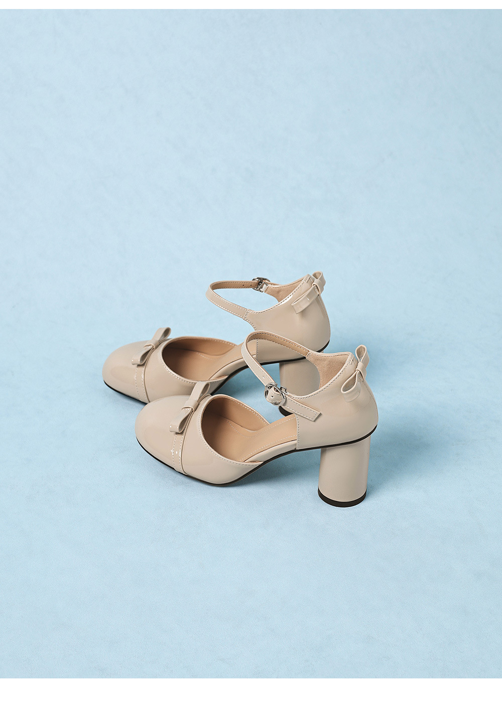 Sandal cao gót nữ mũi tròn bít kiểu Pháp, quai ngang khóa một chữ, gót vuông ổn định — màu đen, Rượu vang đỏ, màu mơ chi tiết 20