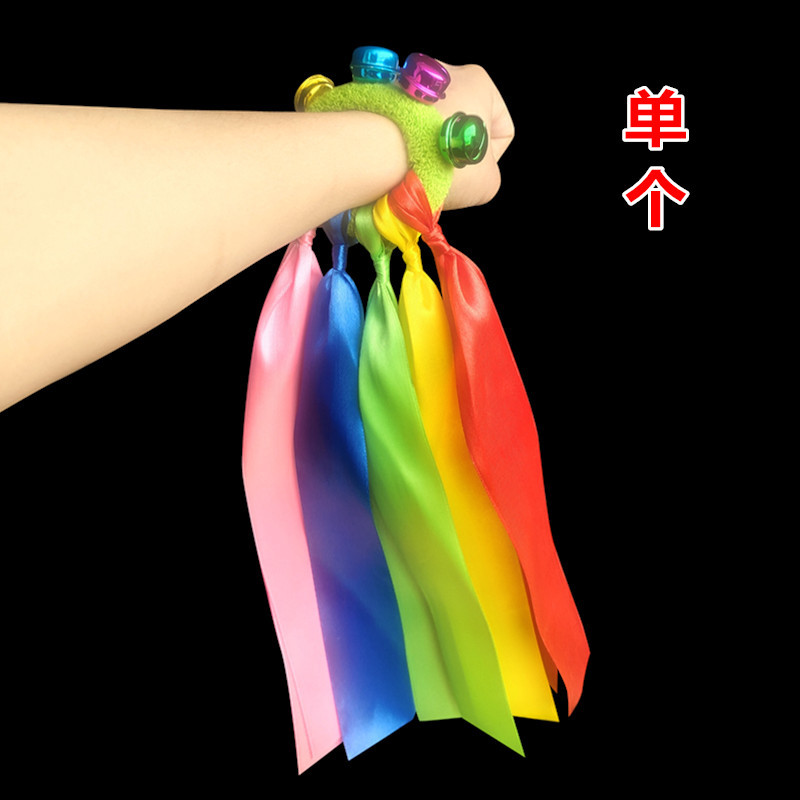 Pulseras elásticas con cintas de seda para niños, accesorios de danza y ejercicios matutinos de jardín de infancia