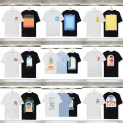 Cross border Casablanca Short sleeved Spring/Summer Fantasy Gate Starry Sky Castle Casablanca Front and Rear Printed T-shirt