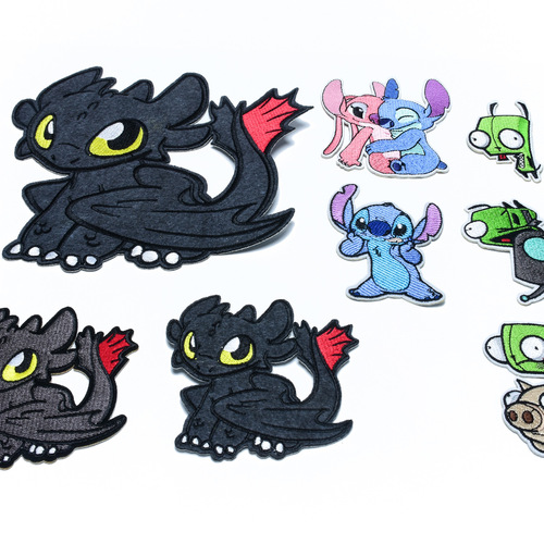 Junle factory direct sales cartoon animal cloth stickers DIY cloth stickers clothing bag accessories adhesive backing embroidery cloth stickers can be customized