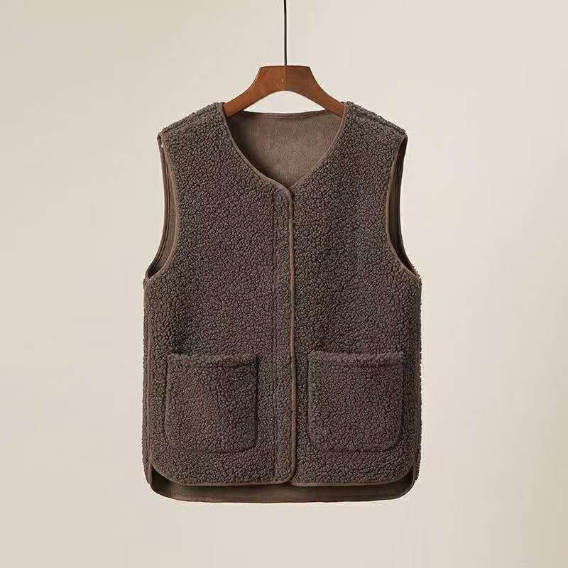 Chaleco de las mujeres nuevo Estilo Chaleco de piel bereber polar estilo coreano Otoño e Invierno versátil chaleco image 9