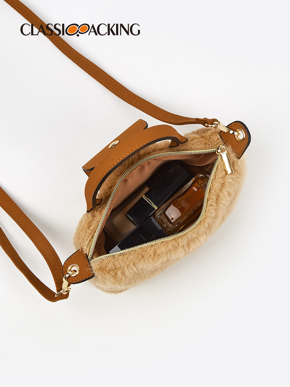 Bolso de cordero de otoño e invierno mini bolso de piel portátil nuevo bolso de bola de masa de mensajero de un solo hombro para mujer