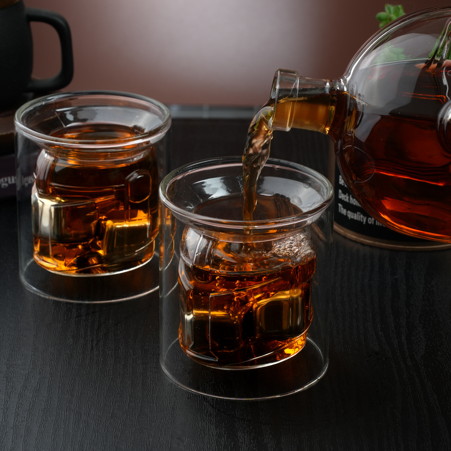 Galaxia whisky decanter alto borosilicato botella de vidrio creativo transparente whisky casco gafas tazas de vino