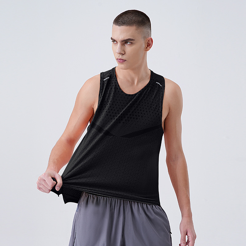 Chaleco de secado rápido para hombres entrenamiento deportivo fitness verano hielo seda secado rápido sudor-absorbente sin mangas ropa de baloncesto camiseta