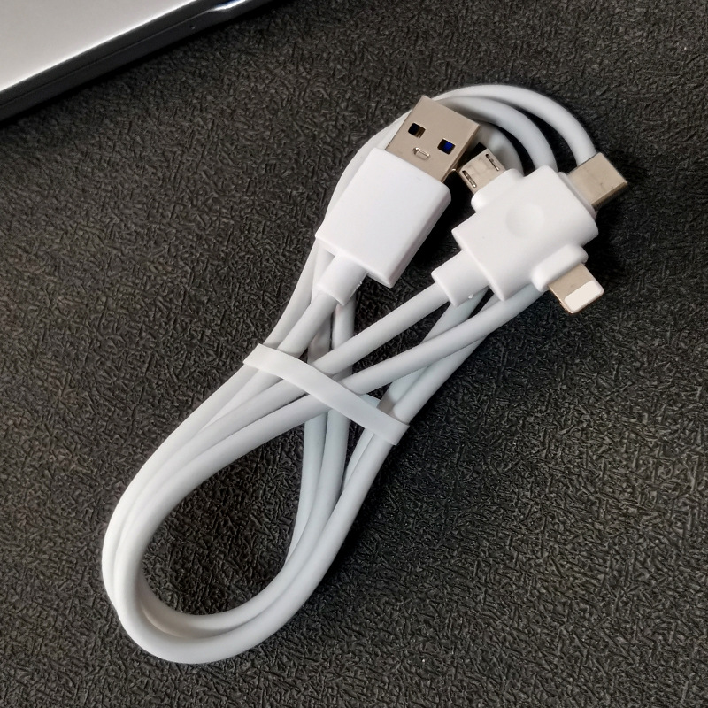 Mobile phone with to data cables suitable for Android Type-C Apple cross mirror three in one fast charging cable_voghion.com