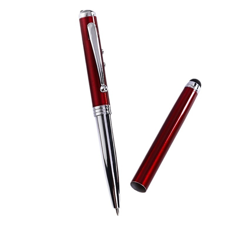 Suministro directo de fábrica multifuncional lámpara pluma Cuatro en Uno bolígrafo LED luz firma empresa pluma Metal Bolígrafo impresión