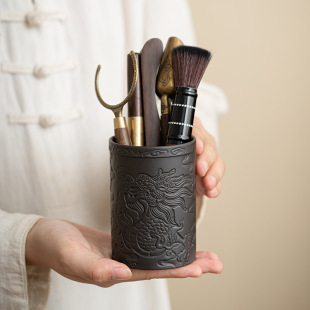 Purple sand tea ceremony 6 gentlemen suit tea set accessories complete collection ebony solid wood tea clip knife spoon tea making tools six gentlemen