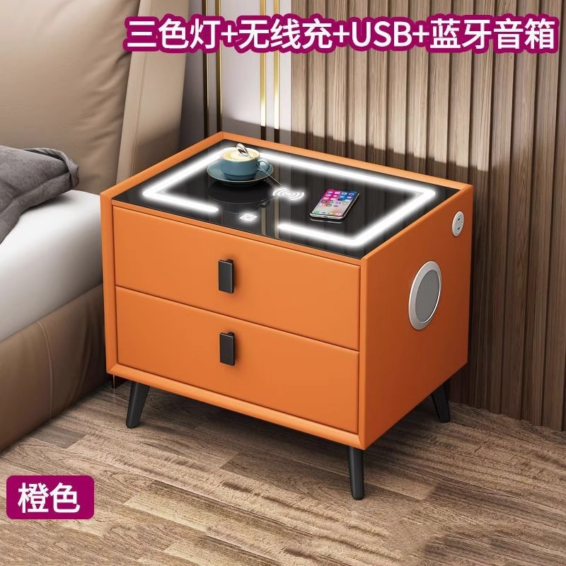 [오렌지 2 서랍] 무선 충전기 + LED 3 색 빛 + USB + 블루투스 스피커