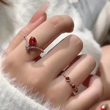 韩国新款法式复古精致微镶锆石戒指女感气质百搭叠戴指环食指戒可