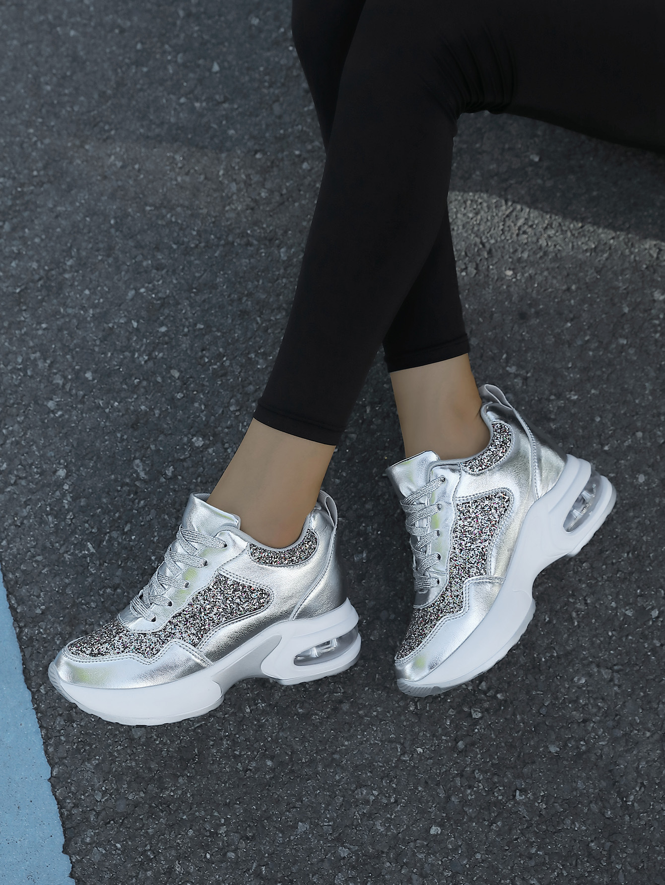 Damen Herbstmode All-in-One-Erhöhung Damenschuhe dicke Sohle Freizeitsportschuhe_voghion.com