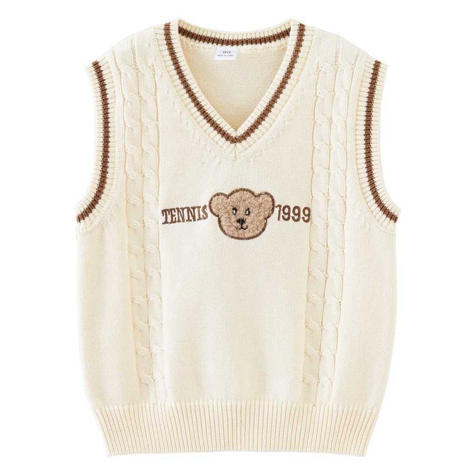 Primavera y otoño niñas suéter Chaleco de dibujos animados bordado niños Chaleco de punto kindergarten clase uniforme escolar uniforme al por mayor