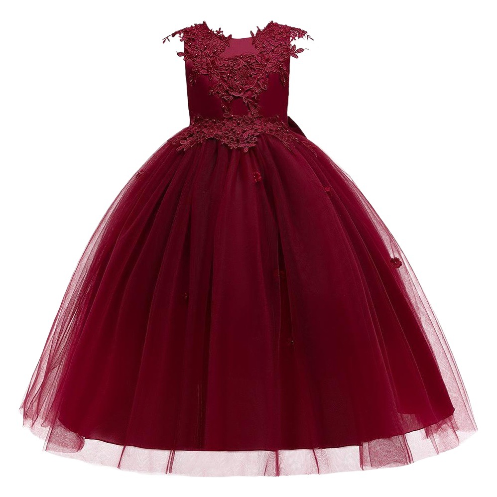 Vestido de novia largo para niños transfronterizos, vestido de princesa de malla hinchada, ropa para niños medianos y grandes, ropa para niños de niñas image 1