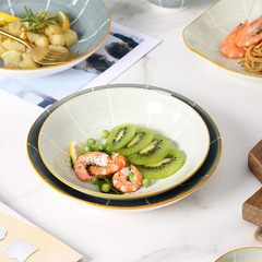 Loving Ink 7-inch Rice Bowl Simple Underglaze Ceramic Tableware Home Breakfast Plate Meal Snack Small Plate