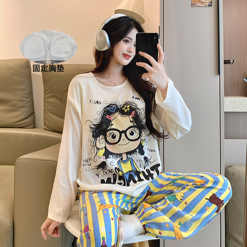 Taiwan【Group 21 Batch】D903 # Girl in Double Long Braids Cartoon Pajamas with Ready Stock