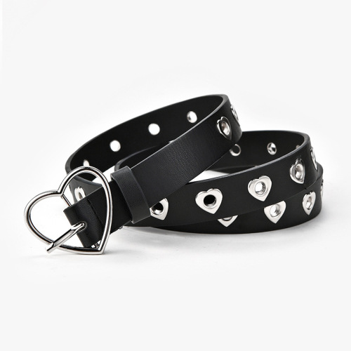  New Love Buckle Decoration Women's Jeans Belt Fashion Heart Shape Air Eye Hollow Belt Wholesale