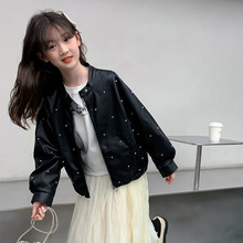 女童外套春秋款2025新款洋气儿童秋装时尚皮衣小女孩秋季炸街上衣