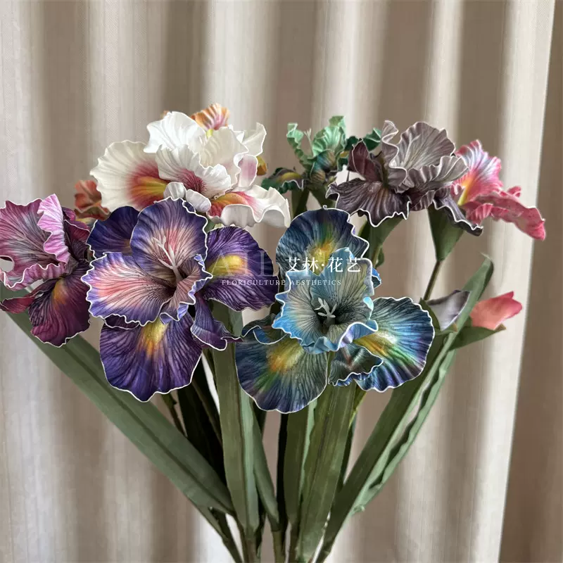 复古爱丽丝鸢尾花高档假花花束摆设客厅装饰仿真花摆件餐桌花摆花