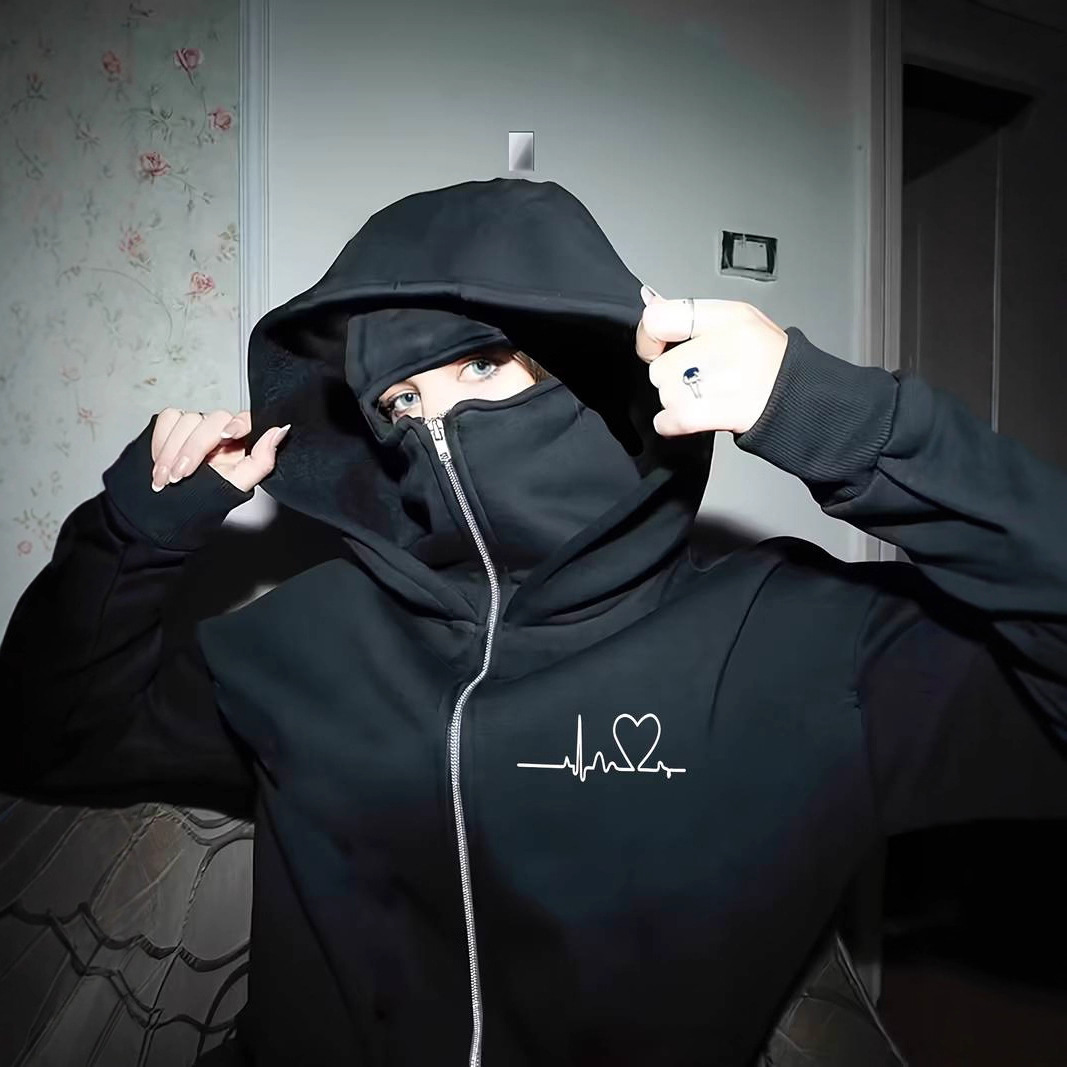 Women's Clothing Retro Loose Fitting Hooded Sweatshirt Women's Streetwear Brand Autumn Winter New Arrivals Heart Pounding Print_ecoleips.com