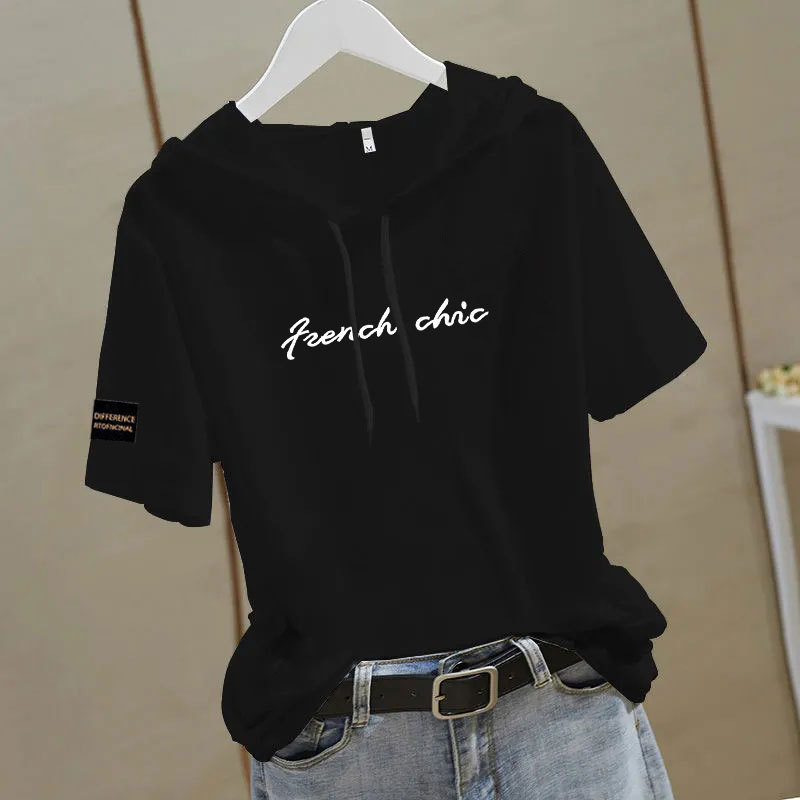 100 Cotton New Chinese Hooded Sweatshirt Summer New Ethnic Style Loose T-shirt Women's Short-sleeved Casual All-match Top 100 Cotton New Chinese Hooded Sweatshirt Summer New Ethnic Style Loose T-shirt Women's Short-sleeved Casual All-match Top