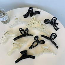 新款衣架大号发夹高端气质款波点发夹简约款蝴蝶结头饰后脑勺鲨