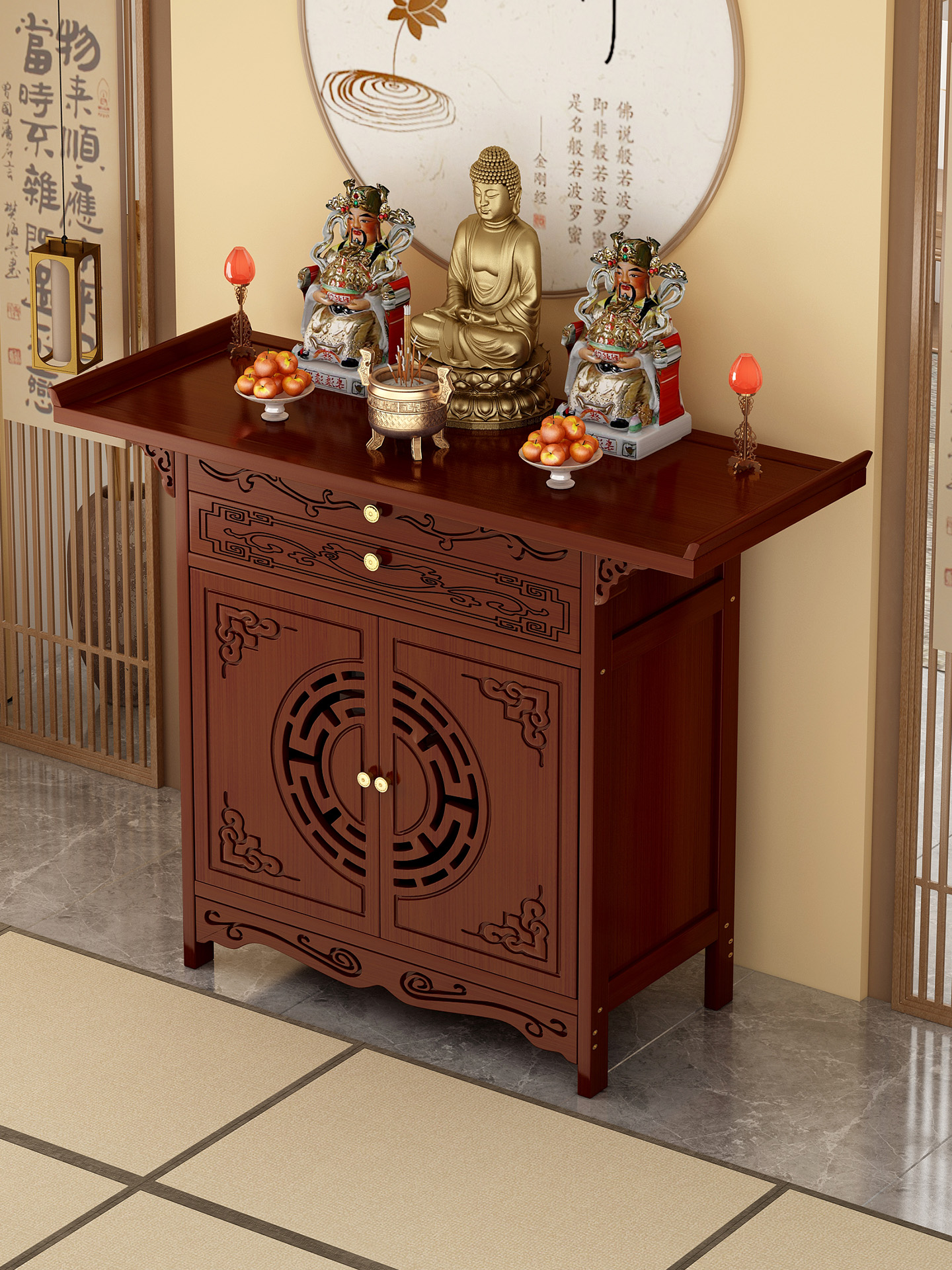Altar Table for Home Use, Incense Table for Household Deities, Cabinet for Offering, New Chinese Style Bodhisattva Guanyin Buddha Statue Offering Table
